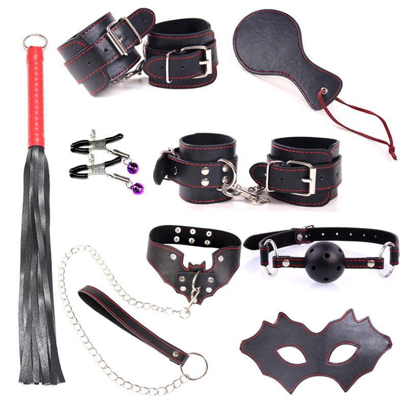 'Bat Style' 8 Piece Bondage Kit with Luxurious Collar and Lead