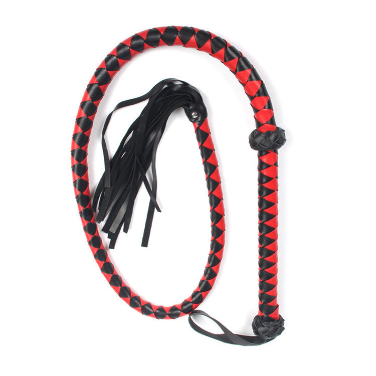 Red and Black Plaited Whip with Leather Hand Loop - Sexy Bee UK