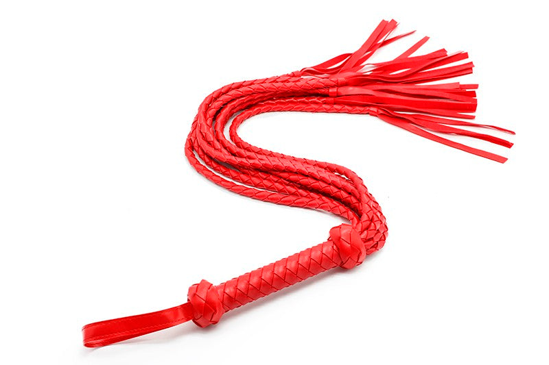 Plaited Faux Leather Bull Whip Bondage Crop - Sexy Bee UK