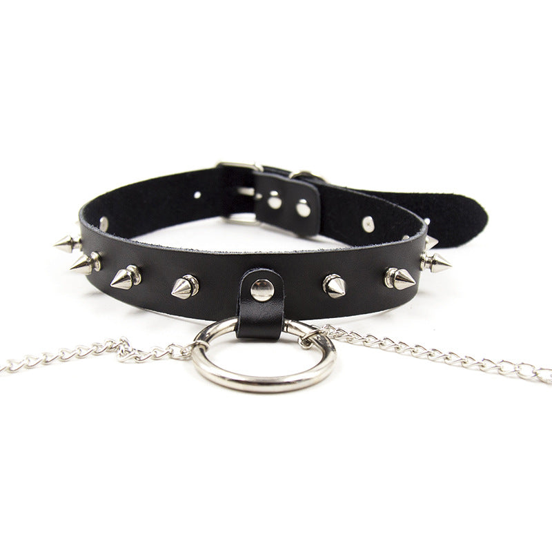 Spiked Bondage Collar with Studded Nipple Covers