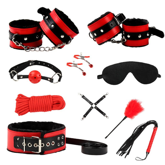 Black and Red Blissful Bondage Set with Bondage Rope