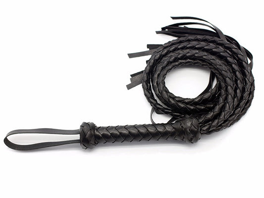 Plaited Faux Leather Bull Whip Bondage Crop