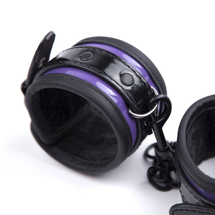 Patent Black and Purple Handcuffs