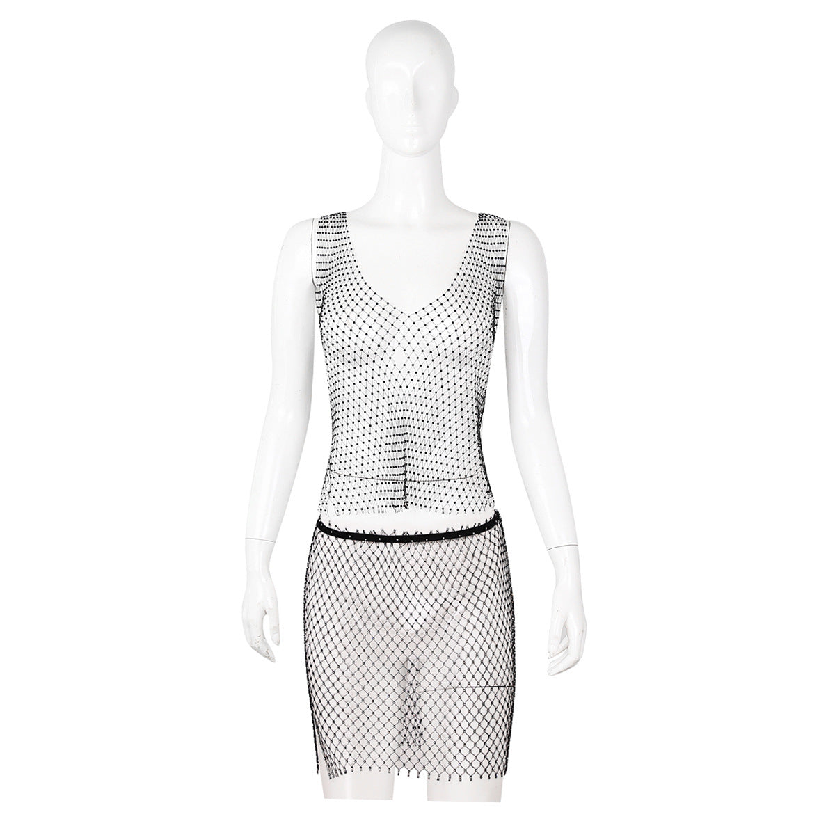 Fishnet Sparkle Two Piece Dress - Sexy Bee UK