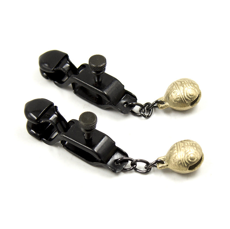 Black Nipple Clamps with Gold Bells - Sexy Bee UK