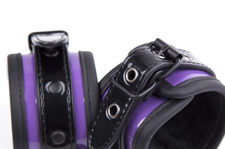 Patent Black and Purple Handcuffs