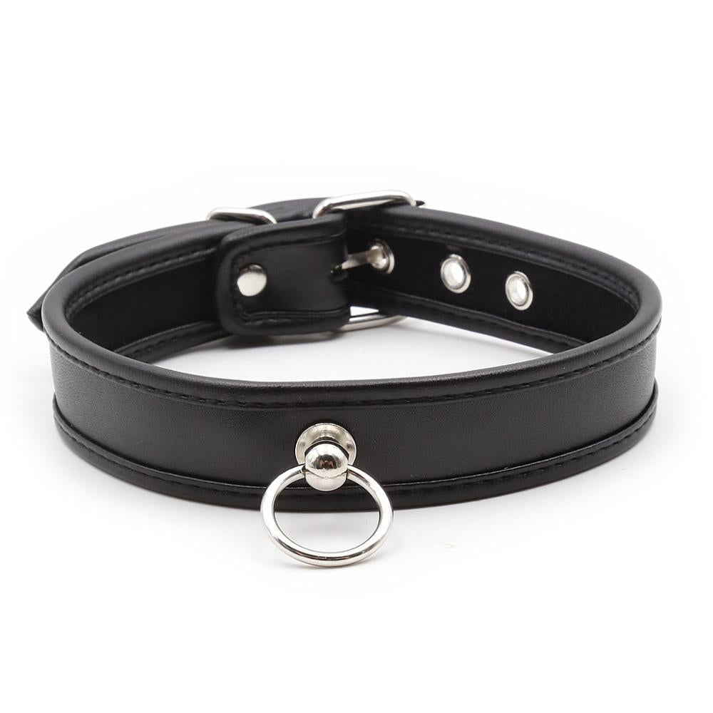 Silver Toned Faux Leather Fetish Collar - Sexy Bee UK