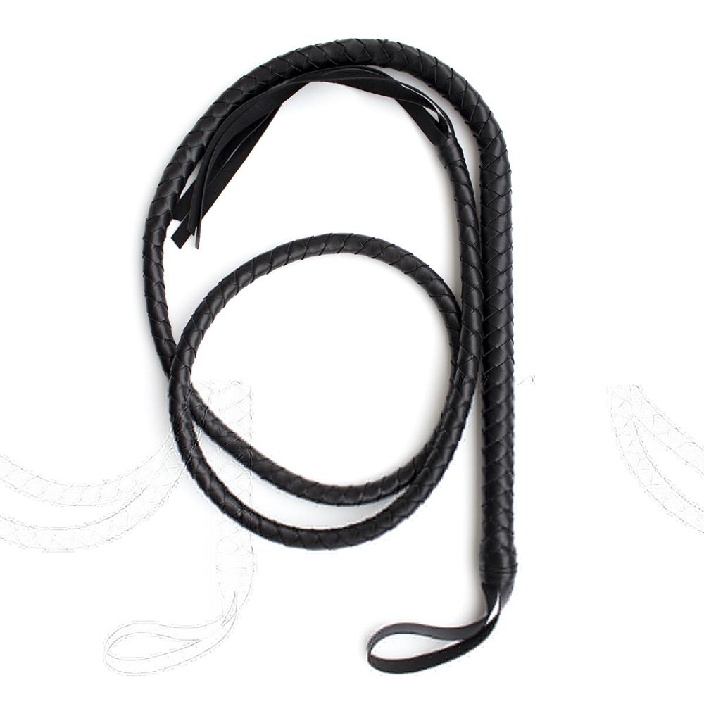 Black Faux-Leather Bull Whip - Sexy Bee UK