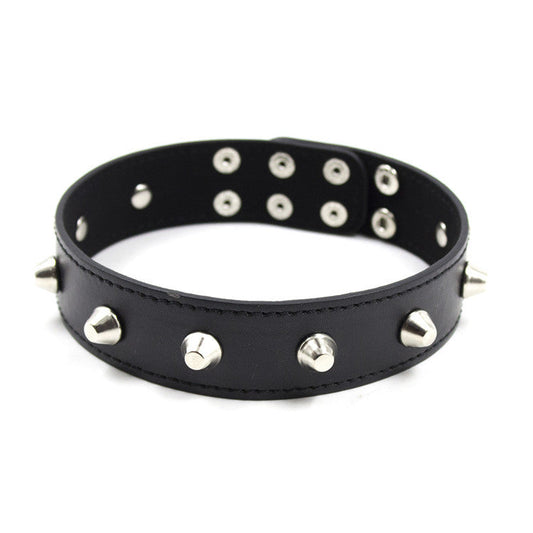 Spiked Faux Leather Fetish Collar