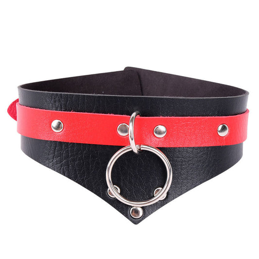 Studded Faux Leather Bondage Collar