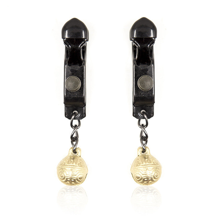 Black Nipple Clamps with Gold Bells - Sexy Bee UK