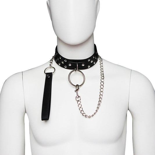 Studded Faux Leather Black Bondage Collar - Sexy Bee UK