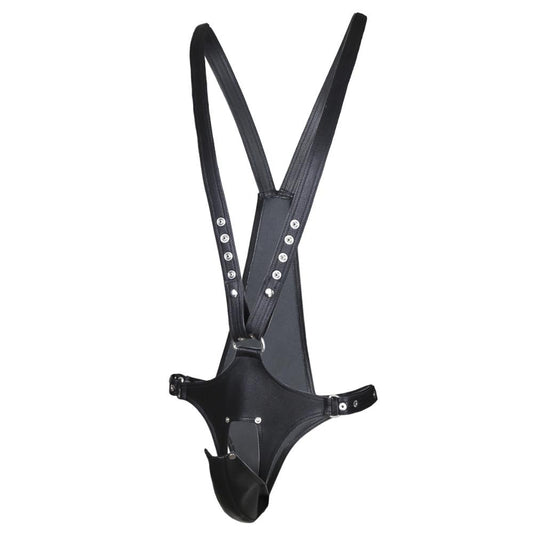 Leather Body Harness with Chastity