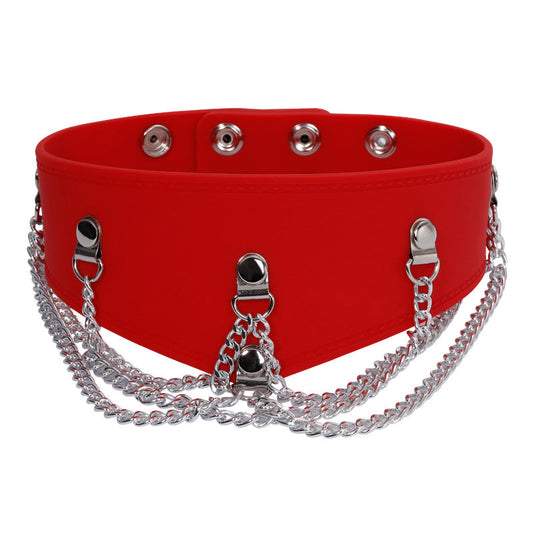 Silicone Bondage Collar with Chain Detail