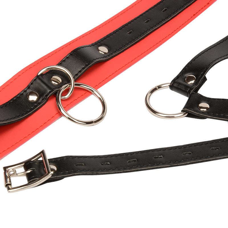 Red and Black Collar Breast Harness Restraint - Sexy Bee UK