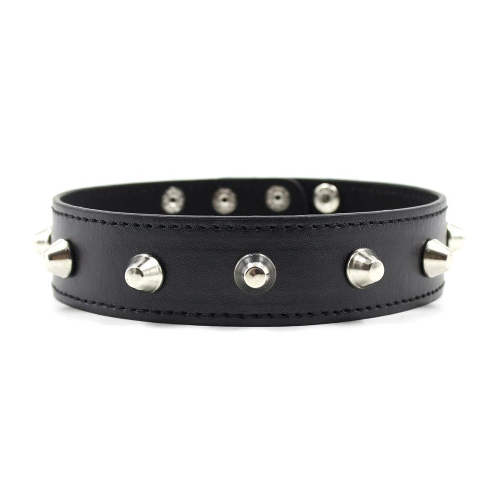 Spiked Faux Leather Fetish Collar - Sexy Bee UK