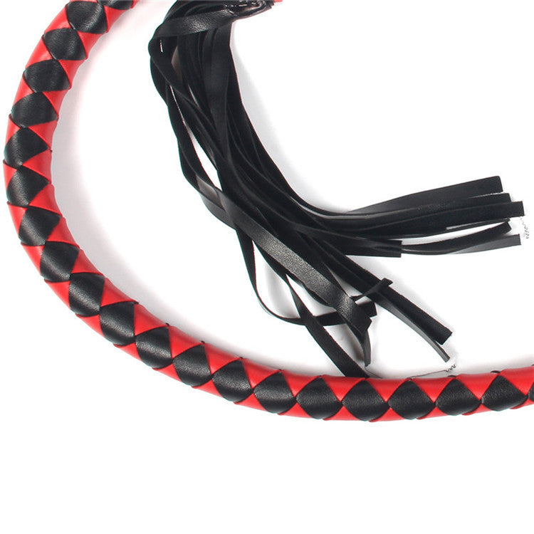 Red and Black Plaited Whip with Leather Hand Loop