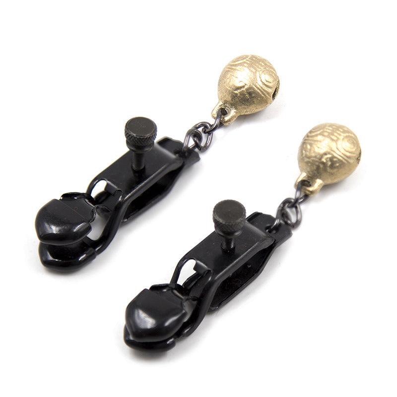 Black Nipple Clamps with Gold Bells