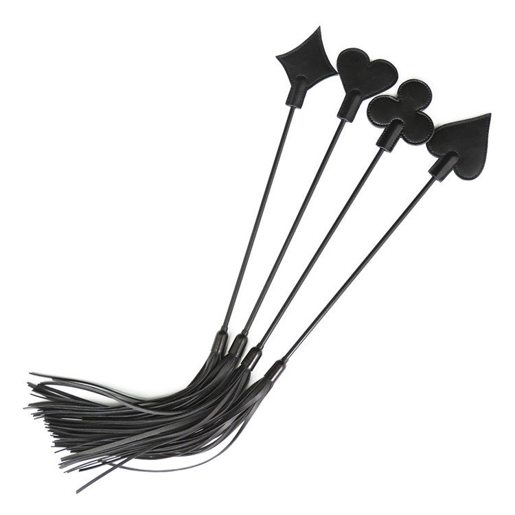 'Strip Poker' Faux Leather Spanking Crop and Flogger with added Tassels
