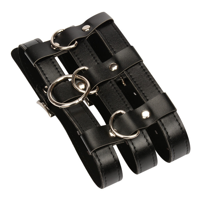 'The Triple Threat' Faux Leather Collar and Lead Ring
