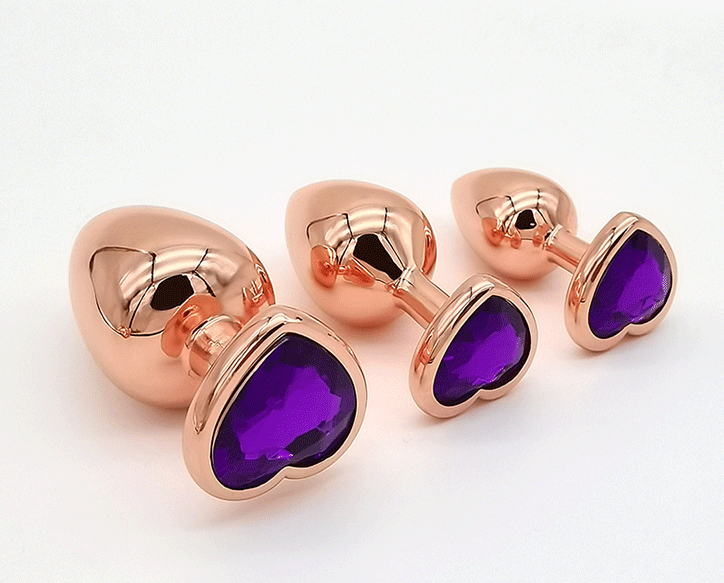 Jewelled Rose Gold Aluminium Butt Plug Set (3 Piece) - Sexy Bee UK