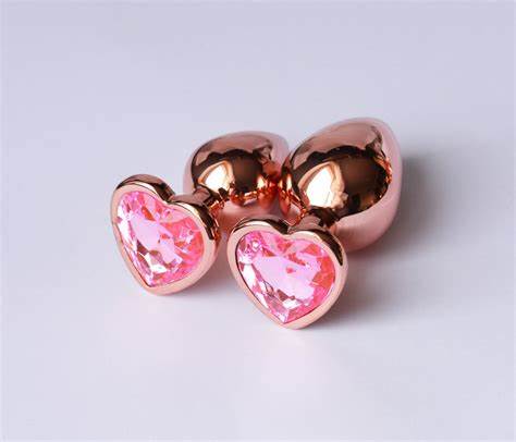 Jewelled Rose Gold Aluminium Butt Plug Set (3 Piece) - Sexy Bee UK