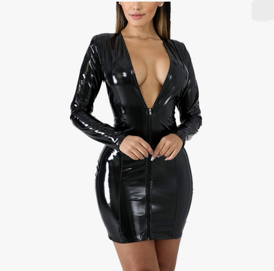 The Mistress Faux Leather Zip Up Dress