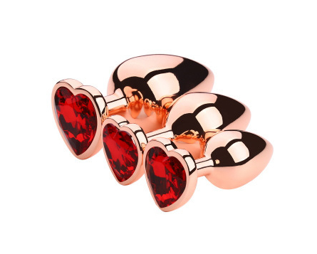 Jewelled Rose Gold Aluminium Butt Plug Set (3 Piece) - Sexy Bee UK