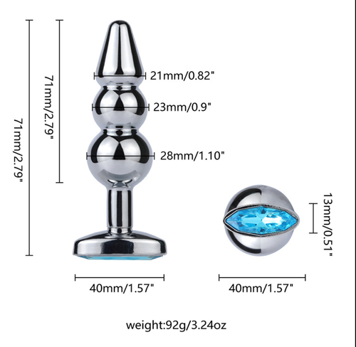 Jewelled Metal TBAR Base Butt Plug - Sexy Bee UK