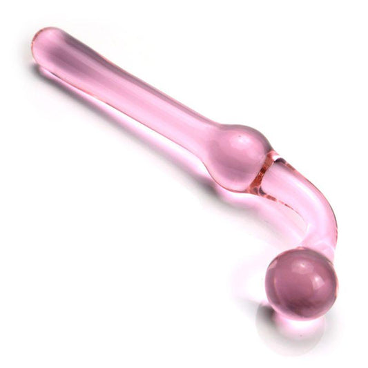 Glacier Pink Tinted Glass Curved Double Ended Dildo - Sexy Bee UK