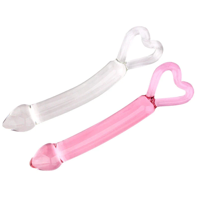 Glacier Glass Curved Heart Dildo - Sexy Bee UK