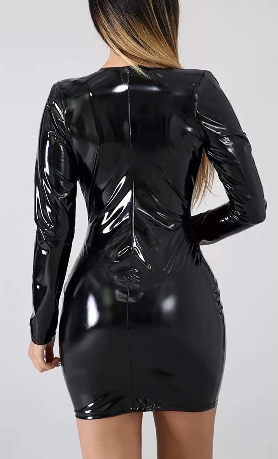 The Mistress Faux Leather Zip Up Dress - Sexy Bee UK