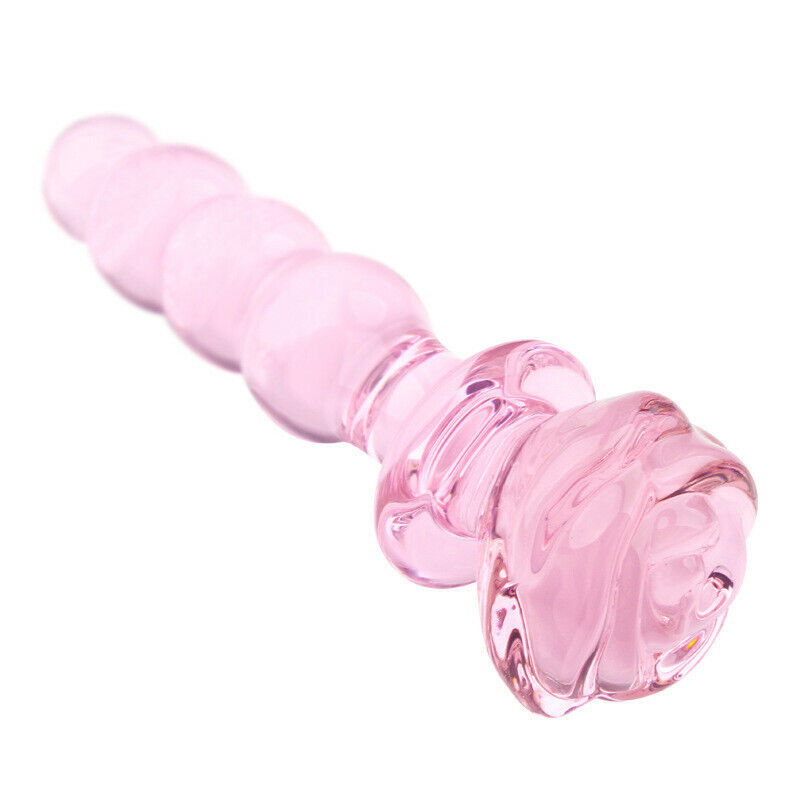 Glacier Glass Beaded Rose Dildo. - Sexy Bee UK